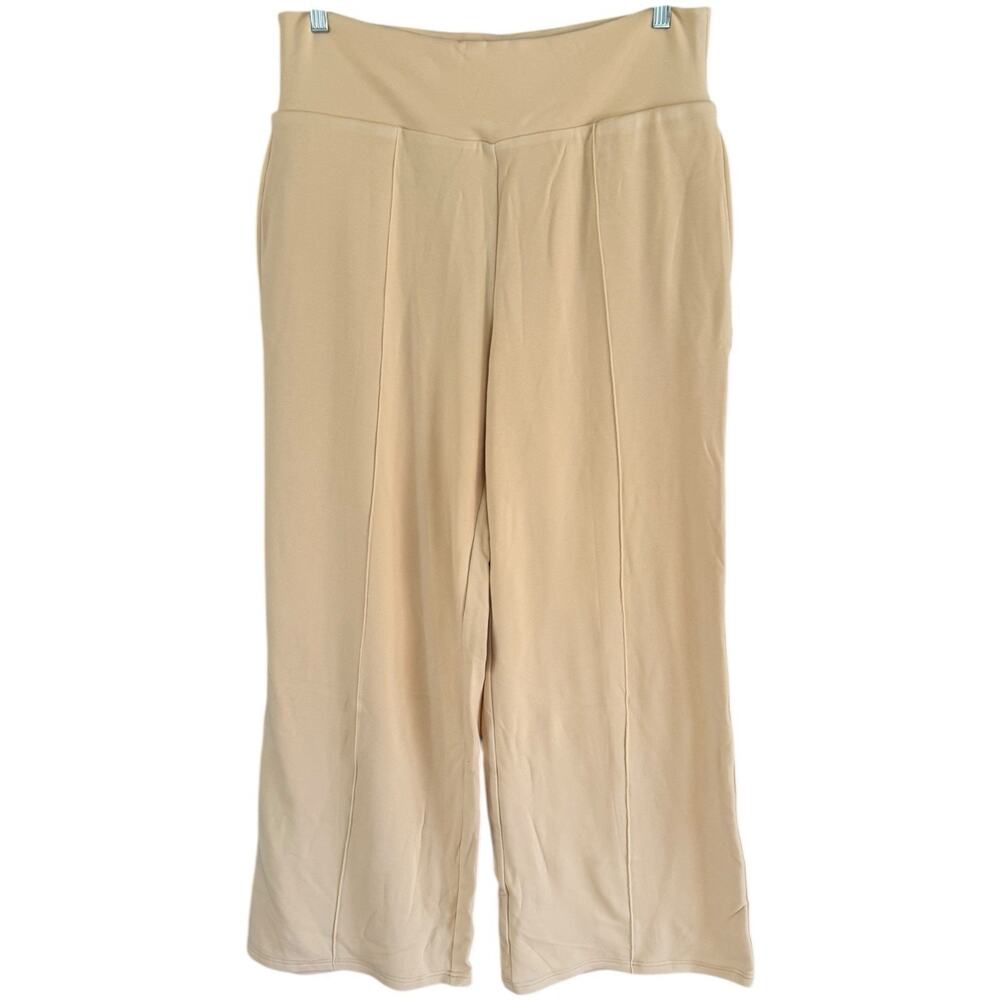 NWT OGL Tummy Warmer Pin Tuck Pants Beige Wide Leg Women’s Size XL